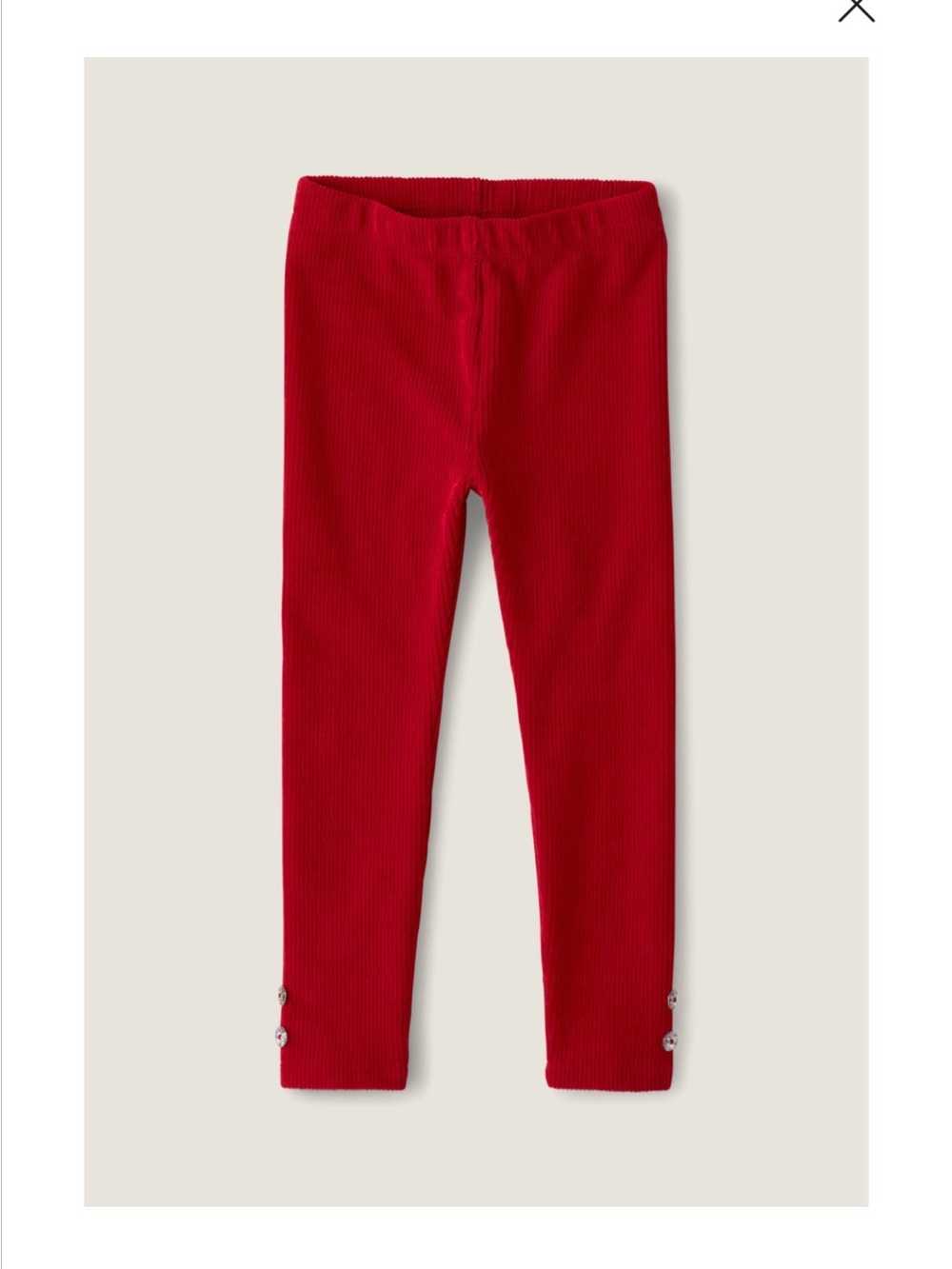 EUC Gymboree red size 6 ribbed leggings with Button Hem